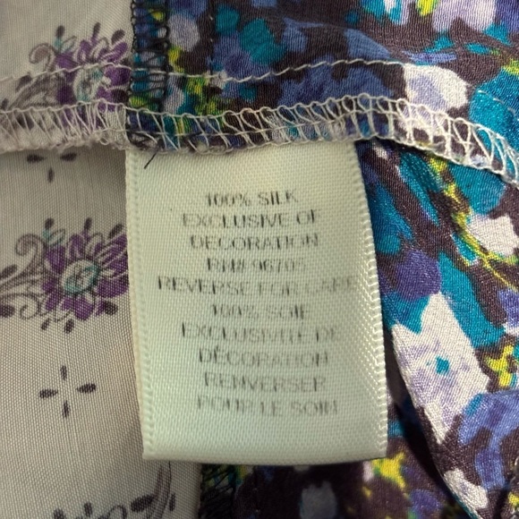 REBECCA TAYLOR Boho Silk Purple Floral Crochet Detail Sleeveless Tank Top 2 - Picture 9 of 9